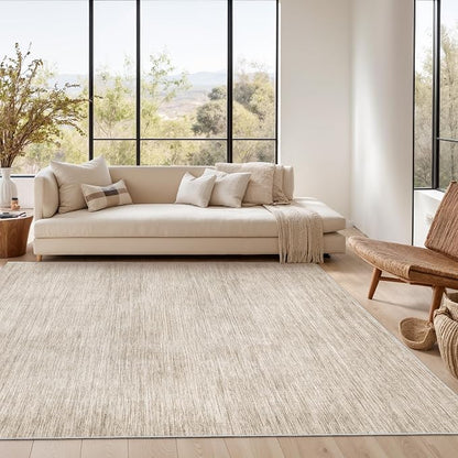 Valenrug Washable Rugs 8x10 - Non Slip 8x10 Area Rugs for Living Room, Stain Resistant Area Rugs for Bedroom, Foldable Machine Washable Area Rug(8'x10', Brown)