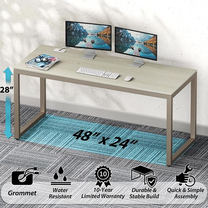 SHW 48-Inch Commercial-Grade Office Computer Desk, Maple