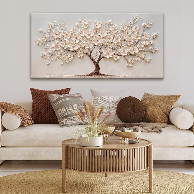 Canvas Art Wall Decor Botanical Wall Art Pictures For Living Room Tree Of Life Wall Art Canvas Wall Art Decor Artwork for Walls Abstract Flower Wall Art Home Kitchen Office Wall Decoration 24" X 48"