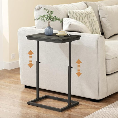 TUTOTAK End Table, Side Table, Tall Couch Table, Sofa Table, Living Room, Bedroom,Grey TB01BY083P