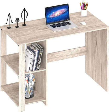 SHW 38-Inch Home Office Computer Desk with Shelves, Maple