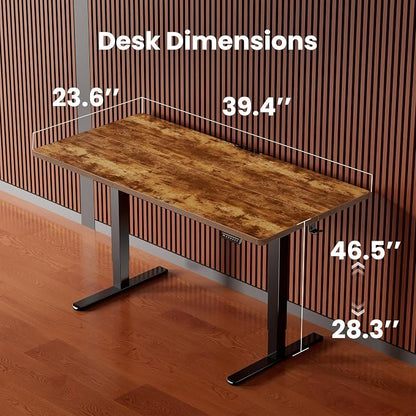 ErGear Height Adjustable Electric Standing Desk, 40 x 24 Inches Sit Stand up Desk, Memory Computer Home Office Desk, Vintage Brown
