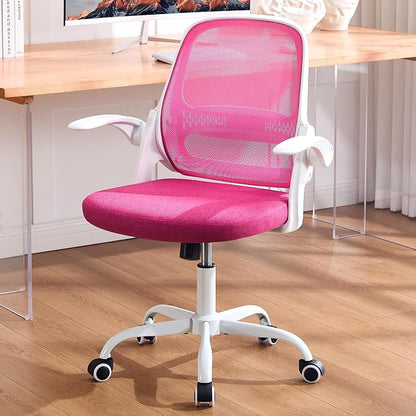 amseatec Office Chair，Ergonomic Mesh Desk Chair,Flip-Up Arms,Adjustable Height,Breathable Mesh Back & Thick Cushion Seat,360°Swivel Rolling Computer Chair,BIFMA Certified,Supports 300 lbs(Pink)