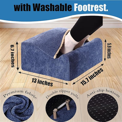 Keep Warm Foot Stool Foot Rest for Under Desk At Work | Office Footrest with Warm Feet Pocket,Ergonomic Under Deskfoot stool Stool for Office Chair & Back &Pain Relief blue+
