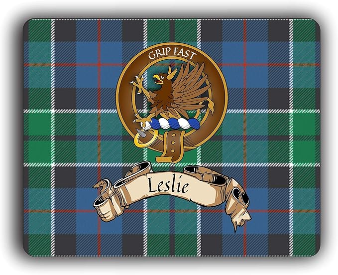 Leslie Scottish Clan Tartan Crest Computer Mouse Pad