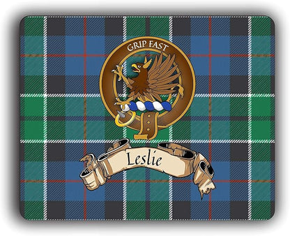 Leslie Scottish Clan Tartan Crest Computer Mouse Pad