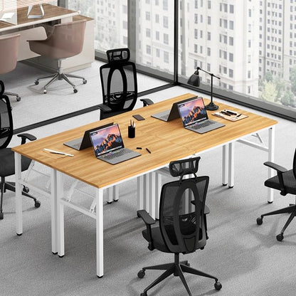 Need Office Computer Desk -35.8 L Sturdy and Heavy Duty Folding Laptop Table,Writing Table/Home Office Desk/Sewing Table, No Assembly Required, Teak & White Frame