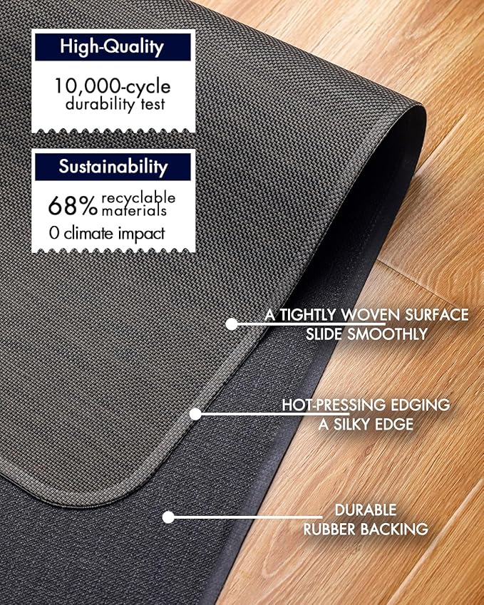 BARoyal Office Chair Mat for Hardwood Floor Under Desk Computer Rolling Chair Mat for Wood/Tile Floor Non-Slip Heavy Duty Desk Rug PVC Plastic Hard Floor Protector 45"x 58" (Espresso)