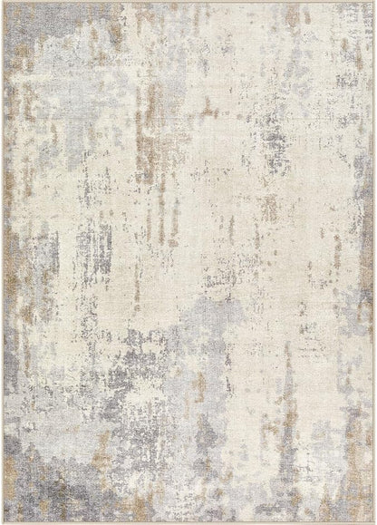 UERMEI Area Rug Living Room Rugs - Washable Neutral Modern Abstract Soft Thin Large Rug Indoor Floor No Slip Rug Carpet for Bedroom Under Dining Table Home Office Decor-Light Brown/Gray-7'x 9'