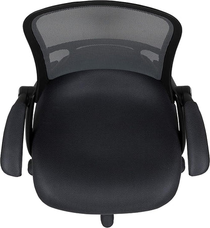 Flash Furniture Porter High-Back Swivel Office Chair with Adjustable Lumbar Support and Seat Height, Ergonomic Mesh Desk Chair with Flip-Up Armrests, Black