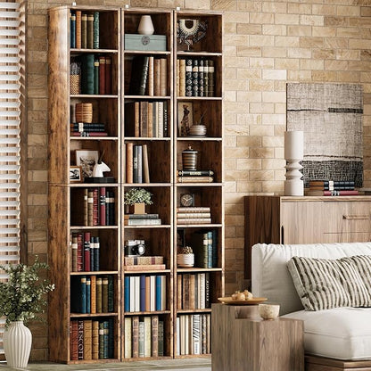 IRONCK Tall Narrow Bookshelf 8 Tiers, Compact Corner Bookcase, Floor Standing Display Storage Shelves 71 in Tall, Easy to Match for Living Room, Office, Study, Bedroom
