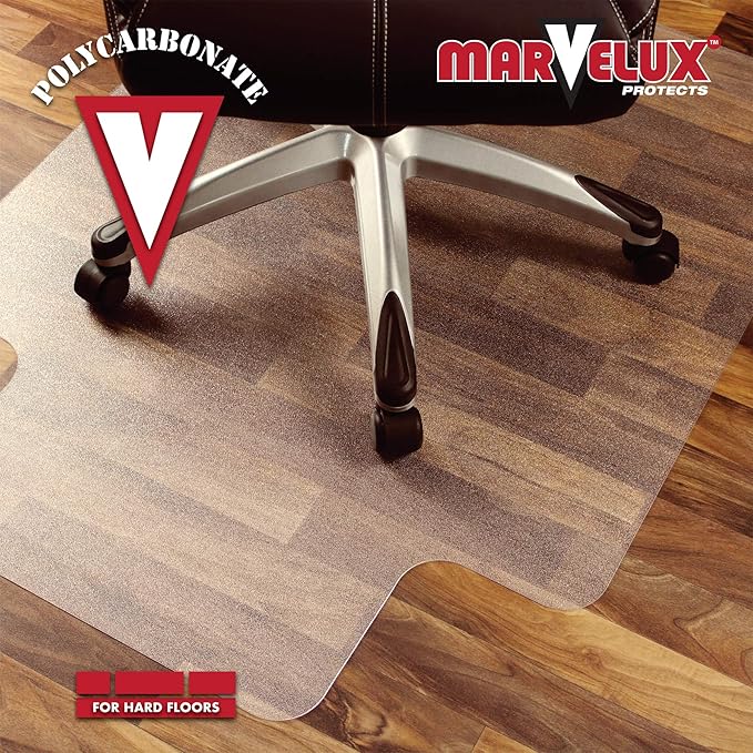 Marvelux Heavy Duty Polycarbonate Office Chair Mat for Hardwood Floors 36" x 48" | Transparent Hard Floor Protector with Lip | Pack of 2