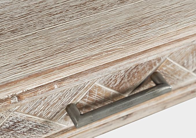 Jofran Mid-Century Modern Chevron Desk with 3 Drawers and USB Charging, 48" Writing Desk for Home Office, Grey Wash