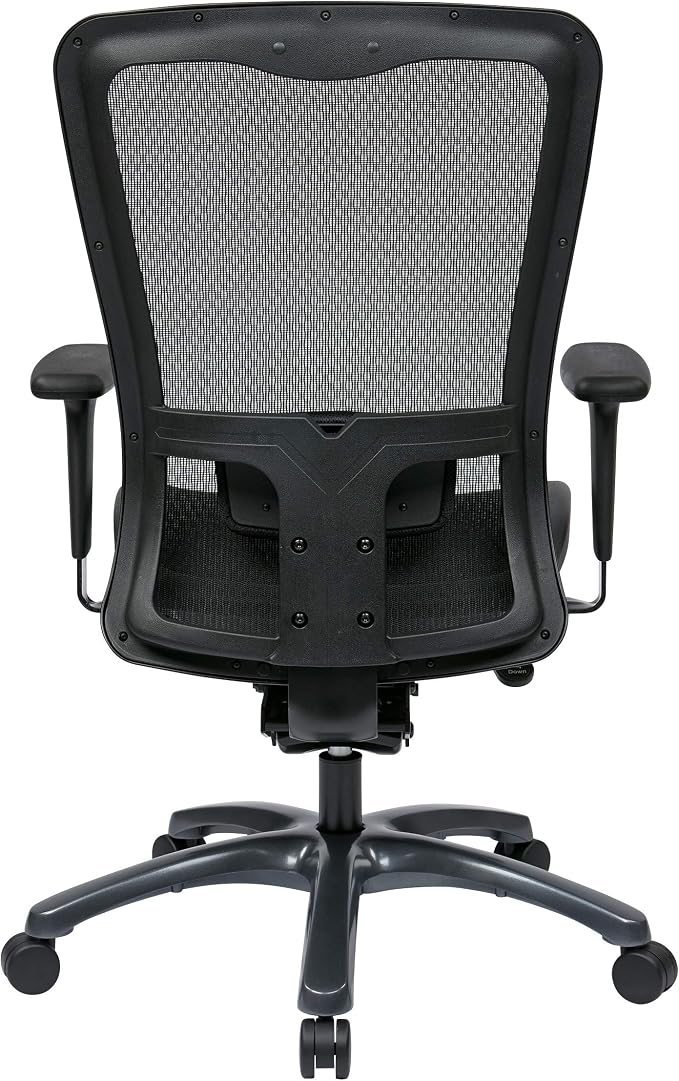 Office Star ProGrid High Back Breathable Back and Seat Manager's Office Chair with Adjustable Lumbar Support, Black