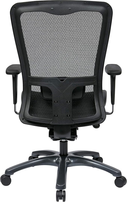 Office Star ProGrid High Back Breathable Back and Seat Manager's Office Chair with Adjustable Lumbar Support, Black