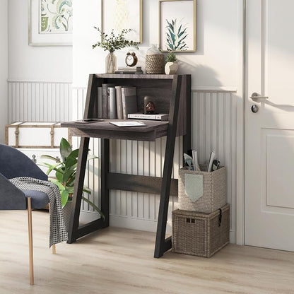 Furniture of America Thelos Drop-Down Surface Cabinet Storage, Computer Desk, Modern Simple Style Desk for Home Office, Study Student Writing Desk