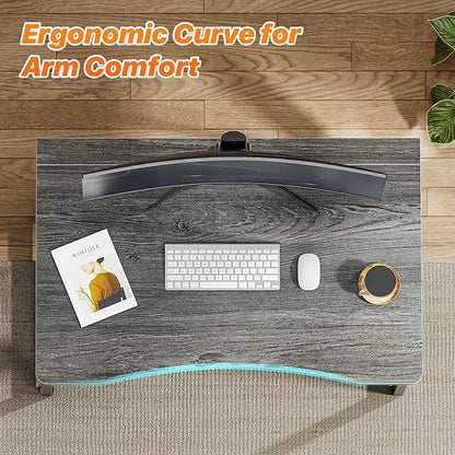 Huuger Folding Desk for Small Spaces, 31.5 Inch Foldable Computer Table, for Home Office, Study, Bedroom, Dorm, Space Saving, Small Writing Work Office Computer Desk, Easy to Fold, Grey