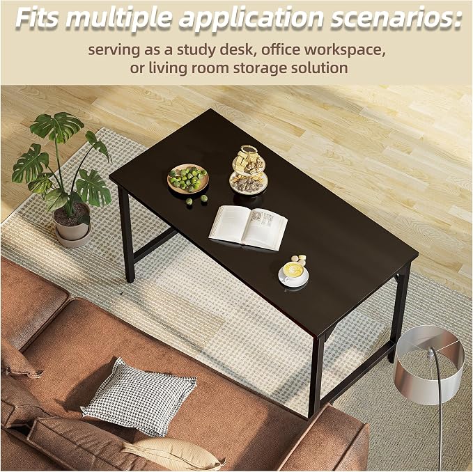 Grandder 32 inch Computer Desk, Small Home Office Desk Study Writing Kid Table for Small Spaces, Simple PC Gaming Desk, Adjustable Feet, Black