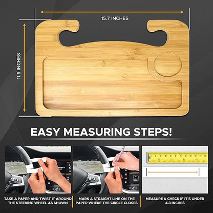 EcoNour 2 in 1 Car Steering Wheel Desk | Lap Desk for Convenient Working | Bamboo Trays for Eating | Interior Accessories for Truck Drivers | Lightweight Wooden Tray with Easy Storage