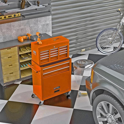 RYH 8 Drawers Rolling Tool Chest & Tool Box on Wheels | Heavy Duty Metal Cart with Ball Bearing Drawers | Fits US General Tool Box for Garage Storage(Orange, 8 Drawers /43.1" H × 24.2" W)