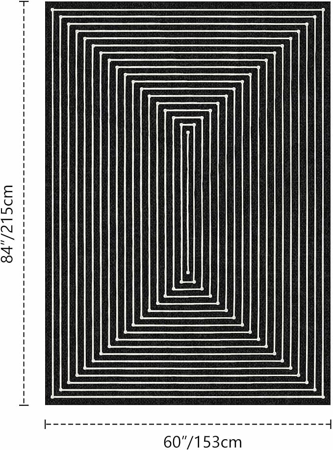 Latte&Fog 5x7 Area Rugs for Living Room Bedroom, Modern Abstract Washable Rug, Boho Non Slip Low Pile Carpet for Indoor Dining Room, Office, Dorm, Classroom, Farmhouse and Kids Room - Indigo Black