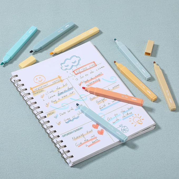 Mr. Pen- Aesthetic Highlighters No Bleed, 8 Pack, Pastel Colors, Chisel Tip | Cute Highlighters Assorted Colors for Journaling, Highlighting, Underlining, Fast Dry, Back to School Supplies