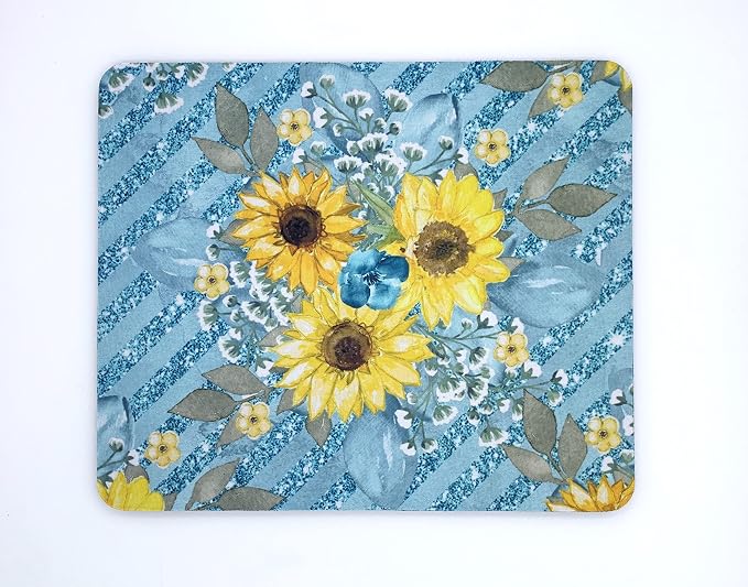 Personalized Mouse Pad and Coaster Custom Desk Set Teacher Appreciation Coworker Gifts Office Decor Cute AccessoriesHandmade (Sunflower Bunch)