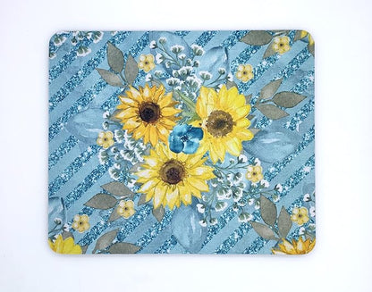 Personalized Mouse Pad and Coaster Custom Desk Set Teacher Appreciation Coworker Gifts Office Decor Cute AccessoriesHandmade (Sunflower Bunch)