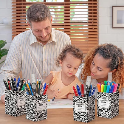 Ctosree 12 Pack Composition Book Pencil Holder for Classroom Back to School Supplies Composition Book Pencils Cup Pen Storage Organizer for Teacher First Day School Gifts Office Desk