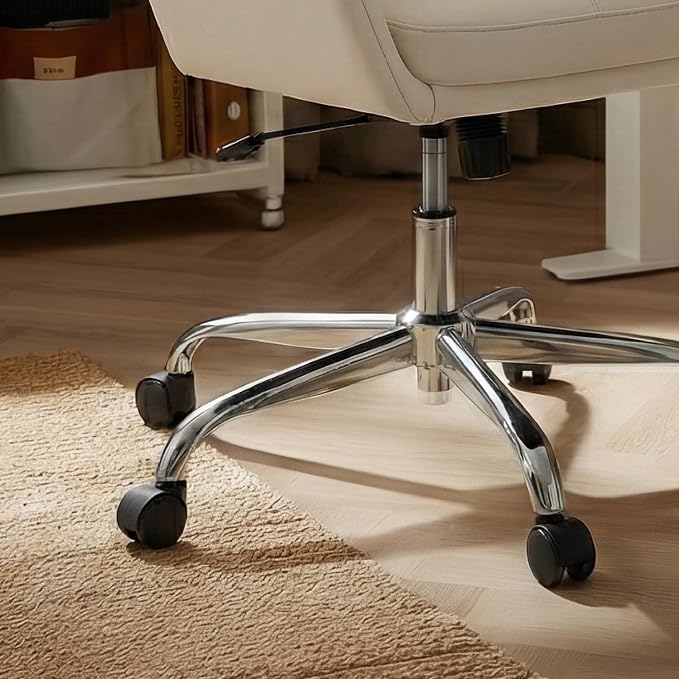 COLAMY Ellis High-Back Home Office Desk Chair, Leather Executive Chair with Integrated Armrests, Beige