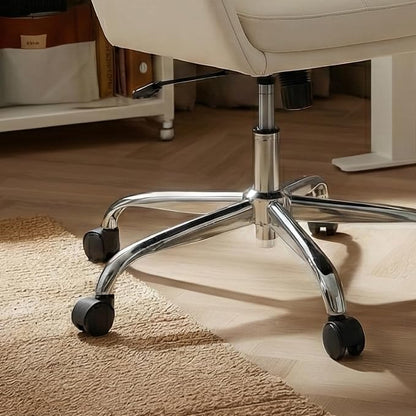 COLAMY Ellis High-Back Home Office Desk Chair, Leather Executive Chair with Integrated Armrests, Beige