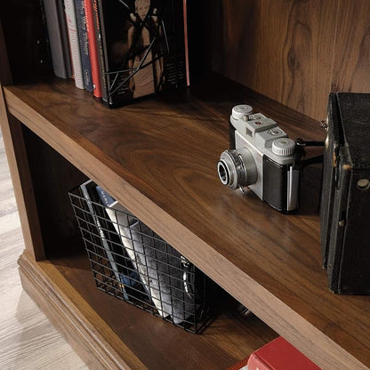 Sauder 3 Tier Book Shelf Wooden Bookcase Multipurpose Bookshelf for Home Office, Living Room, in Grand Walnut