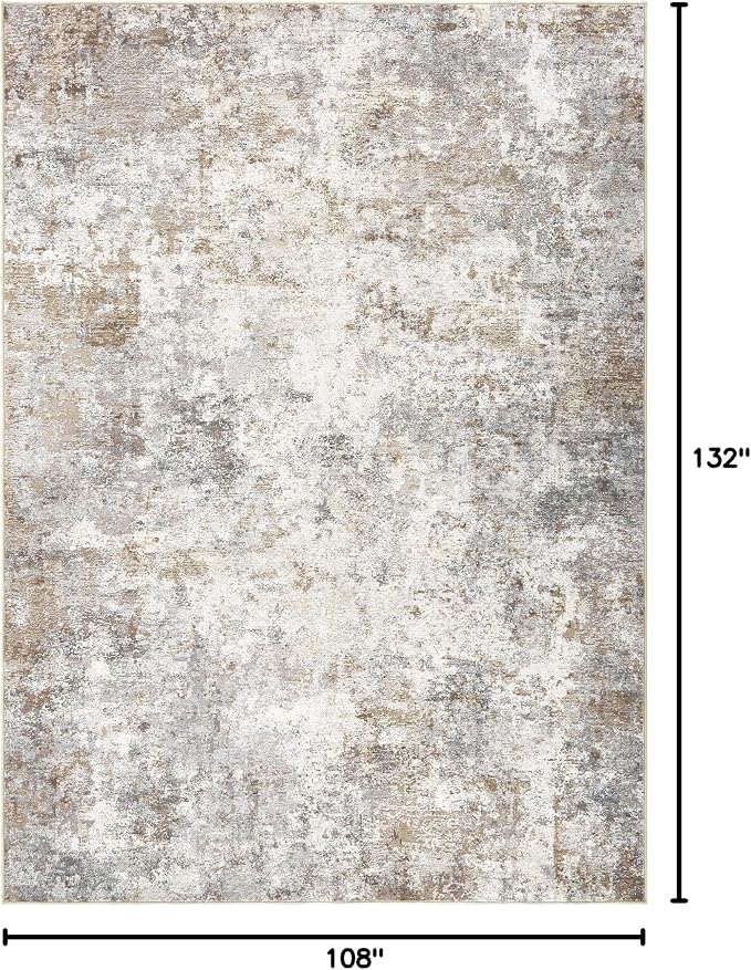UERMEI 9x13 Area Rug Living Room Rugs Thickened - Washable Neutral Modern Abstract Soft Rug Indoor Floor No Slip Rug Carpet for Bedroom Under Dining Table Home Office Decor - Brown Grey