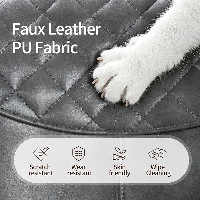 DUHOME Modern PU Leather Office Chair Desk Chair Swivel Computer Chair Grey