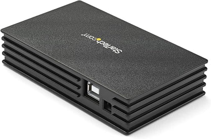 StarTech.com 4 Port Compact Black USB 2.0 Hub - Bus-powered or with Included Power Adapter - Portable Mac/PC laptop hub, TAA (ST4202USB)