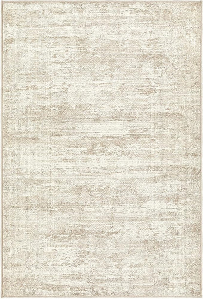 UERMEI 2x3 Entryway Area Rug: Washable Neutral Modern Abstract Small Rug - Non-Slip Low Pile Throw Indoor Carpet for Entrance Kitchen Front Door Mat Bathroom Entry Kids Room - Dark Brown - Beige/Brown