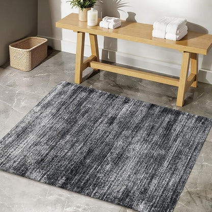 BILEEHOME Black Rugs for Kitchen Bathroom,Boho Abstract Small Area Rugs for Bedroom,Black and White,3x5