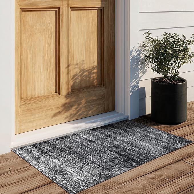 BILEEHOME Black and White Rug for Bathroom Kitchen,Washable Non Slip Abstract Area Rugs for Entrway,2x3
