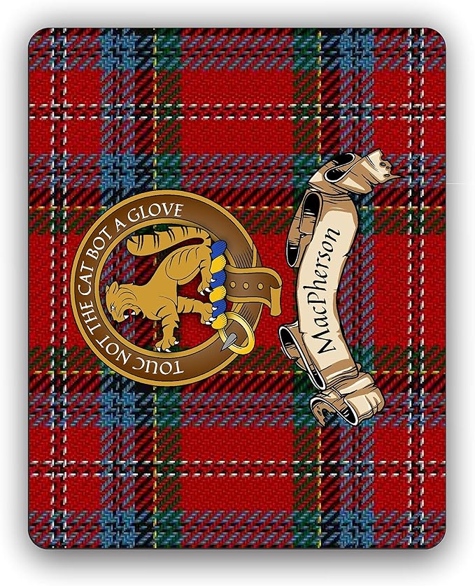 Macpherson Scottish Clan Tartan Crest Computer Mouse Pad