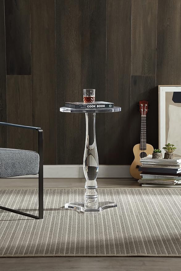 Artmaze Clear Acrylic Small End Table,Side Table for Office,Nightstand for Living Room and Bedroom, 15x15 inch，25.2 inch High