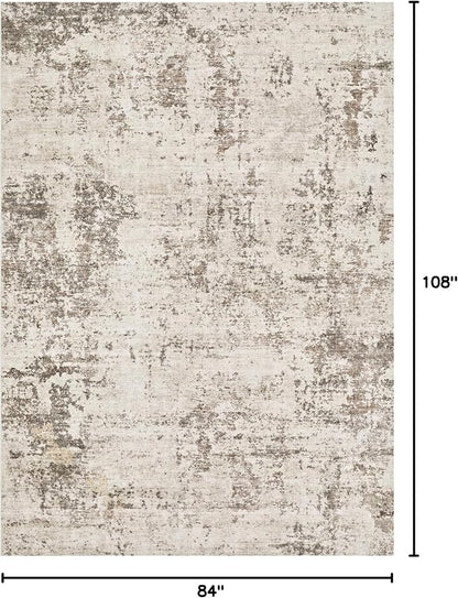 UERMEI 7x9 Area Rug Living Room Rugs - Washable Neutral Modern Abstract Soft Thin Large Rug Indoor Floor No Slip Rug Carpet for Bedroom Under Dining Table Home Office Decor - Dark Brown