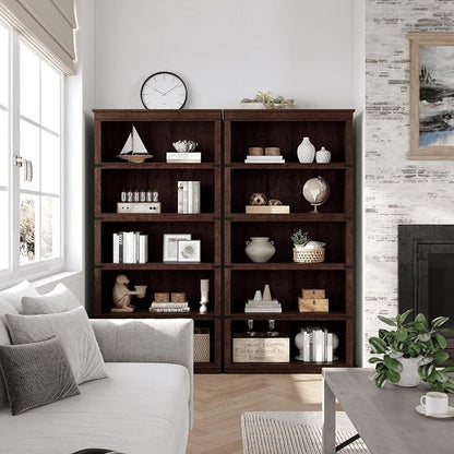 GarveeHome 5 Tier Farmhouse Bookcase, 67.4" Tall Book Shelf with Storage, Wooden Bookshelves 5 Shelf Display Shelvesfor Home Office, Living Room, Bed Room (Grey, 67.4" H x 31.5" W x 12.8" D)