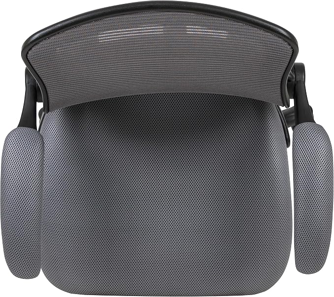 Flash Furniture Kale Mid-Back Swivel Office Chair with Height Adjustable Foot Ring and Lumbar Support, Mesh Executive Chair with Armrests, Dark Gray