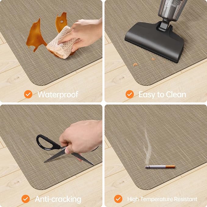 Office Chair Mat, 45" x 53" Computer Chair Mat for Hardwood Floor, Non-Curve Anti Slip Hard Floor Protector for Rolling Chair, PVC Mat Desk Rug for Home Office