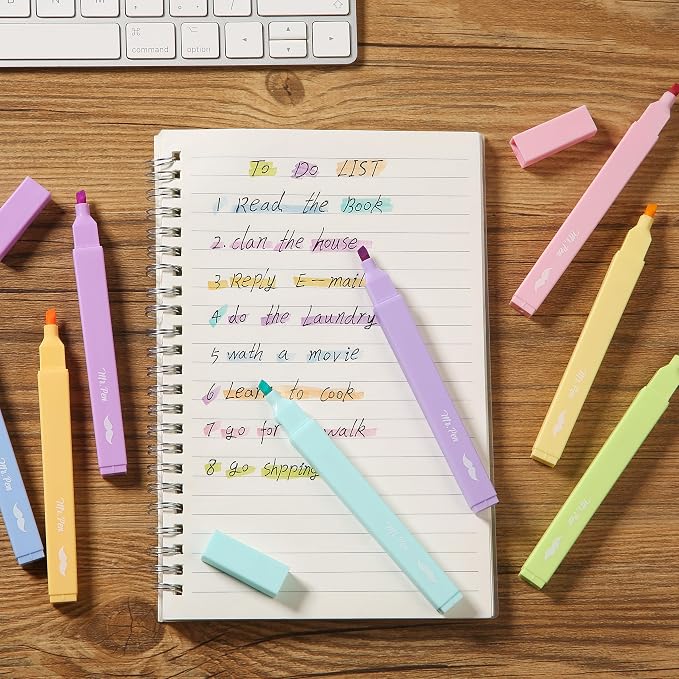 Mr. Pen- Aesthetic Highlighters No Bleed, 8 Pack, Pastel Candy Colors | Chisel Tip, Cute Highlighters Assorted Colors for Journaling, Highlighting, Underlining, Fast Dry, Back to School Supplies