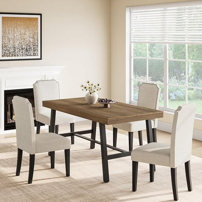 GarveeHome Industrial Dining Table for 2-4, 55" Heavy Duty Rectangular Kitchen Table with 2"×2" Metal Legs, Small Space Dining Table for Kitchen, Dining Room (Rustic Pear, 55" Non-extendable)