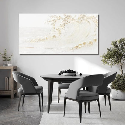 White Wall Art Decor Canvas Art Wall Decor Large Modern Wall Art Silent Waves With Gold Wall Painting Decorations Artwork Wall Art Prints For Room Living Room Bedroom Office 29x58 Inch