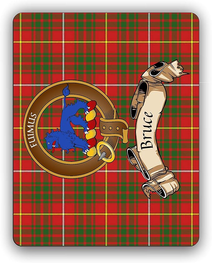 Scottish Clan Bruce Tartan Crest Computer Mouse Pad