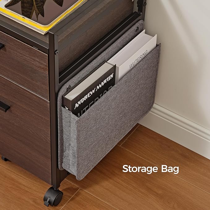EUREKA ERGONOMIC 2 Drawer Mobile File Cabinet with Wheels, Solid Wood Rolling Storage Cabinet for Home Office, Space-Saving Under Desk Organization with Printer Stand, Black