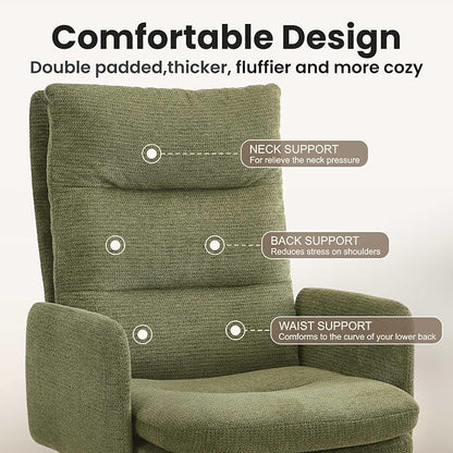 IWMH High-Back Home Office Chair,Upholstered Desk Chair with Armrests,Height Adjustable Armchair with Wheels, Swivel Office Desk Chair, Ergonomic Computer Task Chair, Leisure Armchair Cashmere (Green)